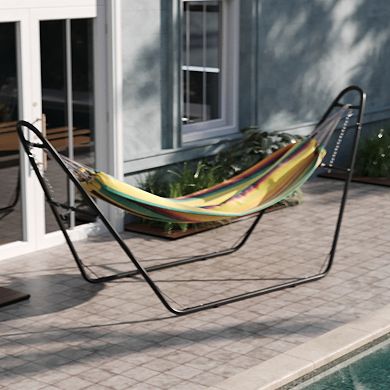Emma And Oliver Ailani Cotton Two Person Hammock With Space Saving Steel Stand