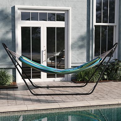 Emma And Oliver Ailani Cotton Two Person Hammock With Space Saving Steel Stand
