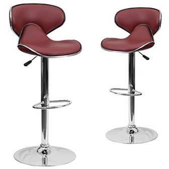 Emma and Oliver 2 Pack Contemporary Cozy Mid-Back Vinyl Adjustable Height Barstool with Chrome Base