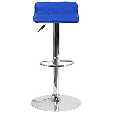 Emma and Oliver 2 Pack Contemporary Vinyl Adjustable Height Barstool with Quilted Wave Seat and Chrome Base