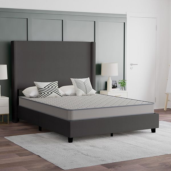 Emma and Oliver Asteria Medium Firm Hybrid Innerspring Mattress in a Box with Knit Fabric Top - Gray (TWIN)