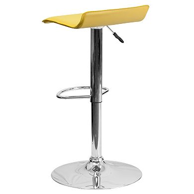 Emma and Oliver 2 Pack Contemporary Vinyl Adjustable Height Barstool with Solid Wave Seat and Chrome Base