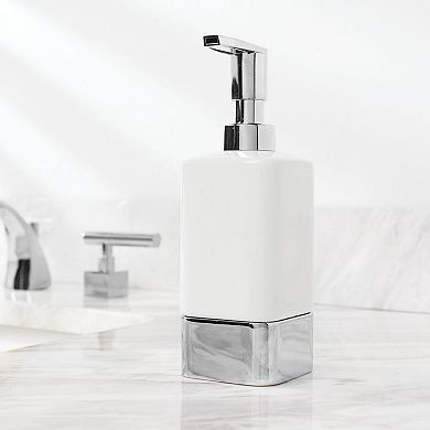 mDesign Square Ceramic Refillable Soap Dispenser Pump, 2 Pack