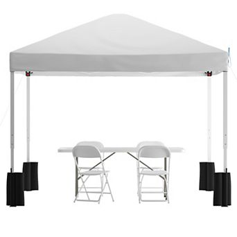 Emma And Oliver Outdoor Event/tailgate Tent Set With Pop Up Event Canopy And Bi-fold Table