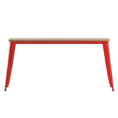 Emma and Oliver Drew Indoor/Outdoor Dining Table with Umbrella Hole, Poly Resin Top and Steel Base