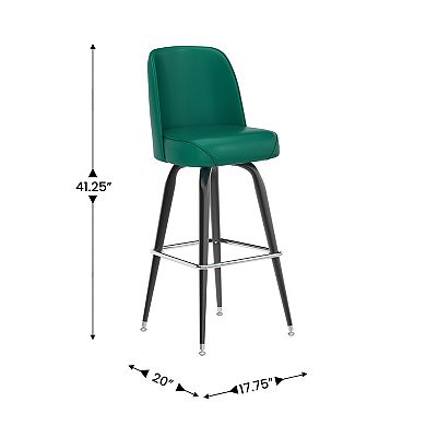Emma and Oliver 2 Pack Metal Barstool with Swivel Vinyl Upholstered Bucket Seat and Footrest