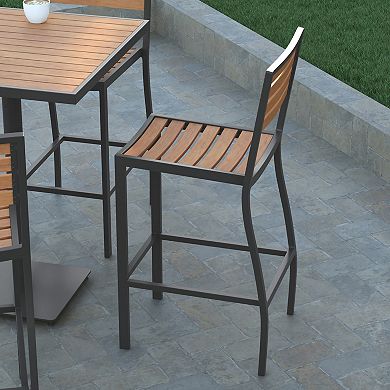 Emma and Oliver Armless Indoor/Outdoor Bar Stool with Poly Resin Slats