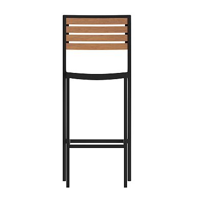 Emma and Oliver Armless Indoor/Outdoor Bar Stool with Poly Resin Slats