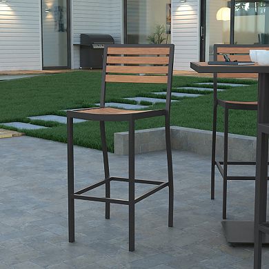 Emma and Oliver Armless Indoor/Outdoor Bar Stool with Poly Resin Slats