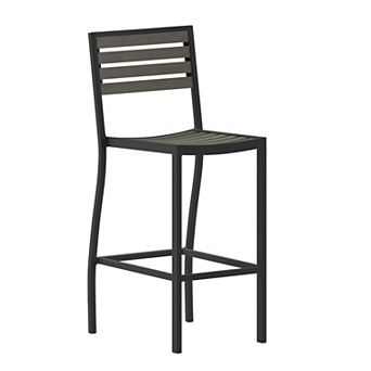Emma and Oliver Armless Indoor/Outdoor Bar Stool with Poly Resin Slats