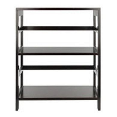 29” Espresso Black Storage Shelf or Bookcase with Two Tier Wide