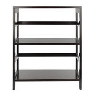 29” Espresso Black Storage Shelf or Bookcase with Two Tier Wide