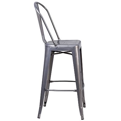 Emma and Oliver 4 Pack 30'' High Indoor Barstool with Back