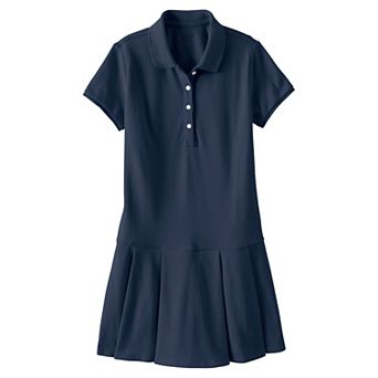 Girls 2-16 Lands' End Short Sleeve Mesh Pleated Polo Dress School Uniform