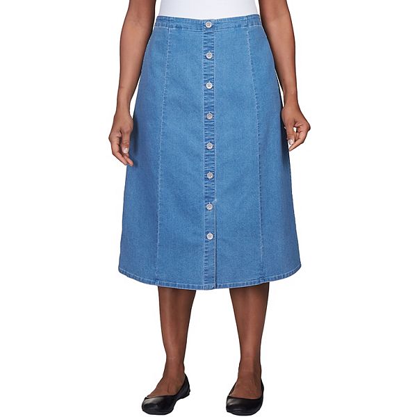 Women's Alfred Dunner Paneled Midi Denim Skirt