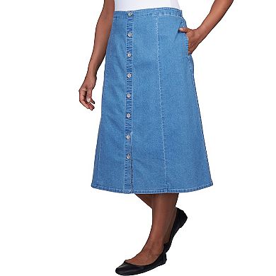 Women's Alfred Dunner Paneled Midi Denim Skirt