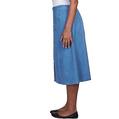 Women's Alfred Dunner Paneled Midi Denim Skirt
