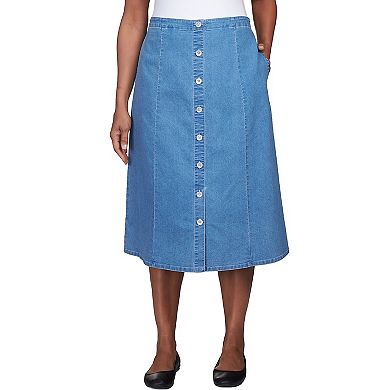 Women's Alfred Dunner Paneled Midi Denim Skirt