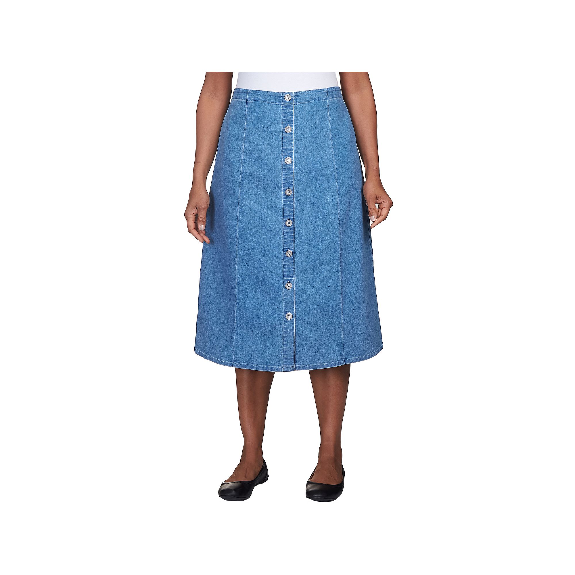 Womens Alfred Dunner Paneled Midi Denim Skirt, Size: 20, Blue