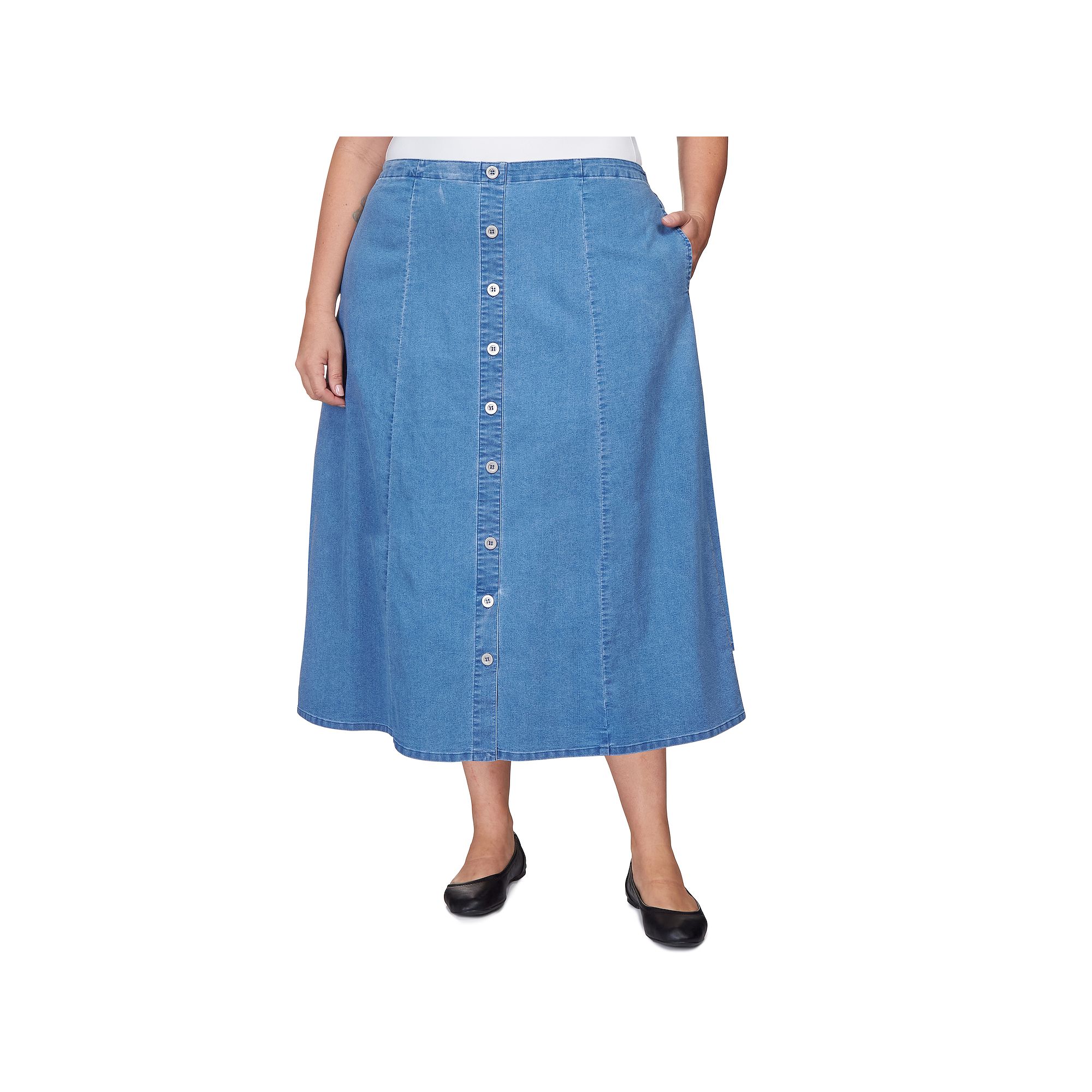 Plus Size Alfred Dunner Paneled Full Length Denim Skirt, Womens, Size: 20 