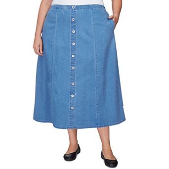 Plus Size Alfred Dunner Paneled Full Length Denim Skirt
