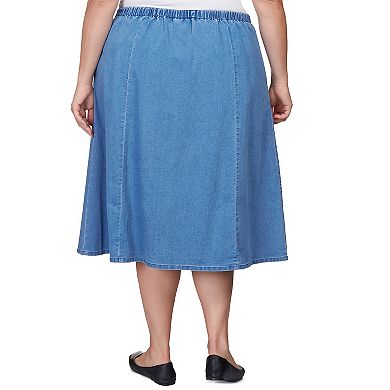 Plus Size Alfred Dunner Paneled Full Length Denim Skirt