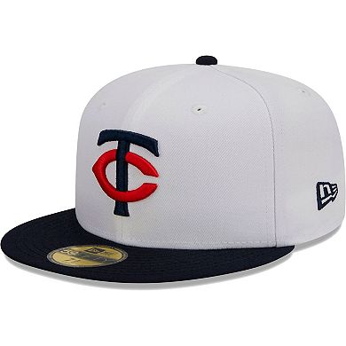 Men's New Era White/Navy Minnesota Twins Optic 59FIFTY Fitted Hat