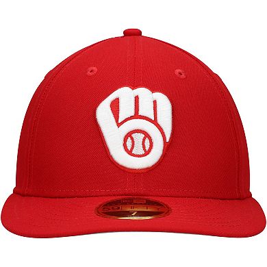 Men's New Era Scarlet Milwaukee Brewers Low Profile 59FIFTY Fitted Hat
