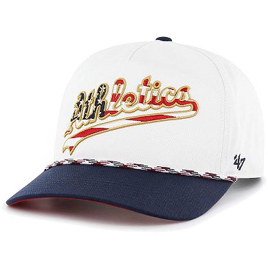 Men's '47 White Oakland Athletics Flag Script Hitch Snapback Hat