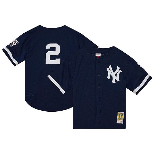 Derek Jeter New York Yankees Mitchell & Ness Cooperstown Collection Mesh  Batting Practice Button-Up Jersey - Navy