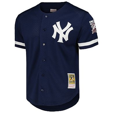 Men's Mitchell & Ness Derek Jeter Navy New York Yankees Cooperstown Collection Mesh Batting Practice Button-Up Jersey