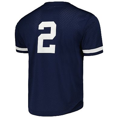Men's Mitchell & Ness Derek Jeter Navy New York Yankees Cooperstown Collection Mesh Batting Practice Button-Up Jersey