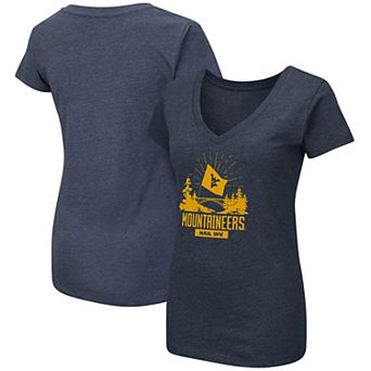 Women's Colosseum Navy West Virginia Mountaineers Fan V-Neck T-Shirt