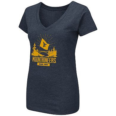 Women's Colosseum Navy West Virginia Mountaineers Fan V-Neck T-Shirt