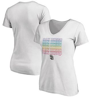 Women's White San Diego Padres City Pride V-Neck T-Shirt