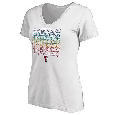 Women's White Texas Rangers City Pride V-Neck T-Shirt