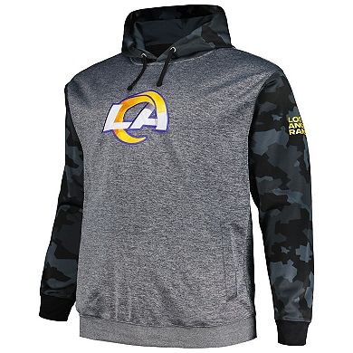 Men's Fanatics Branded Heather Charcoal Los Angeles Rams Big & Tall Camo Pullover Hoodie