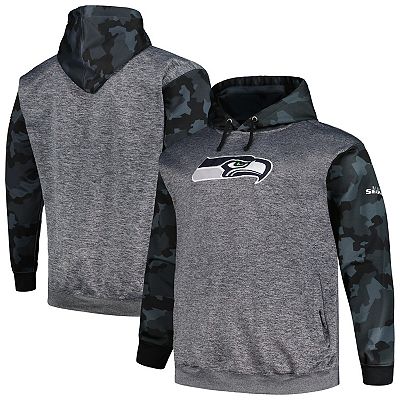 Men s Fanatics Branded Heather Charcoal Seattle Seahawks Big Tall Camo Pullover Hoodie