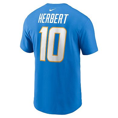 Men's Nike Justin Herbert Powder Blue Los Angeles Chargers Player Name & Number T-Shirt