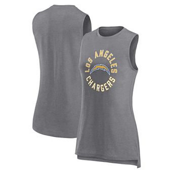 Women's Fanatics Branded Heather Gray Los Angeles Chargers What Goes Around Tank Top