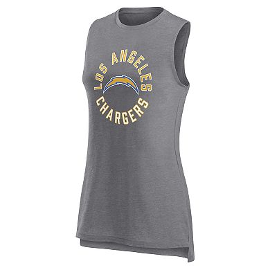 Women's Fanatics Branded  Heather Gray Los Angeles Chargers What Goes Around Tank Top