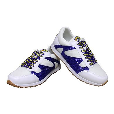 Women's Cuce White Los Angeles Rams Glitter Sneakers