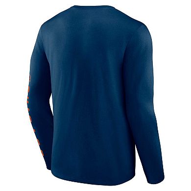 Men's Fanatics Branded Navy Chicago Bears Helmet Platform Long Sleeve T-Shirt