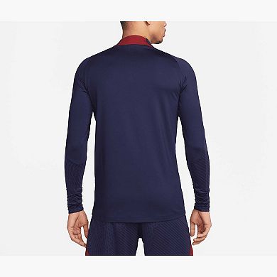 Men's Nike Navy Paris Saint-Germain 2023/24 Strike Drill Performance Raglan Quarter-Zip Long Sleeve Top