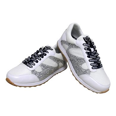 Women's Cuce White Las Vegas Raiders Glitter Sneakers