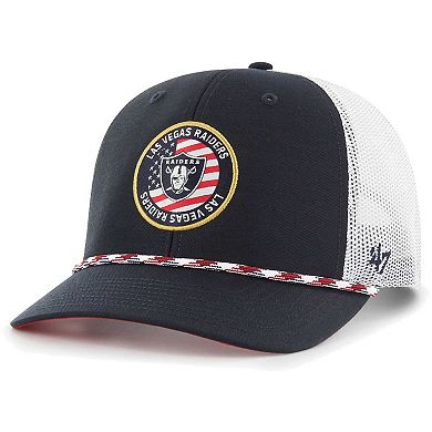 Men's '47  Navy/White Las Vegas Raiders Union Patch Trucker Adjustable Hat