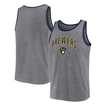 Men's Fanatics Branded Heather Gray Milwaukee Brewers Primary Tank Top