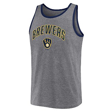 Men's Fanatics Branded Heather Gray Milwaukee Brewers Primary Tank Top