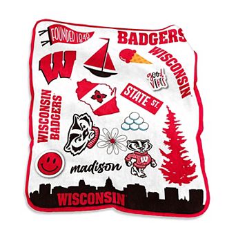 Wisconsin Badgers 50'' x 60'' Native Raschel Plush Throw Blanket