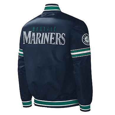 Men's Starter Navy Seattle Mariners Midfield Satin Full-Snap Varsity Jacket